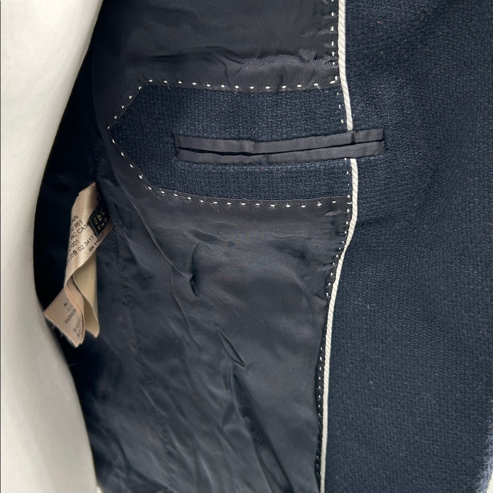 Massimo Dutti Women's Navy Blue Blazer Classic Tailored Wool-Blend Jacket Size 6 - Picture 8 of 14